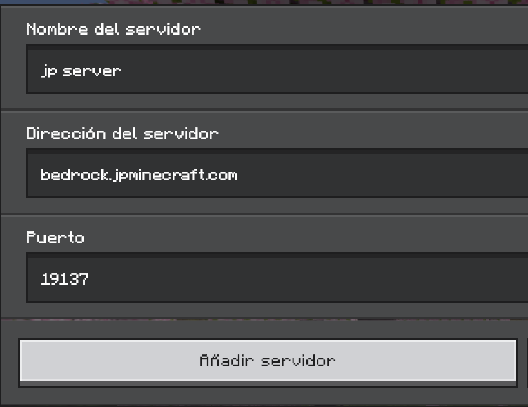 Agregar servidor en Minecraft Bedrock